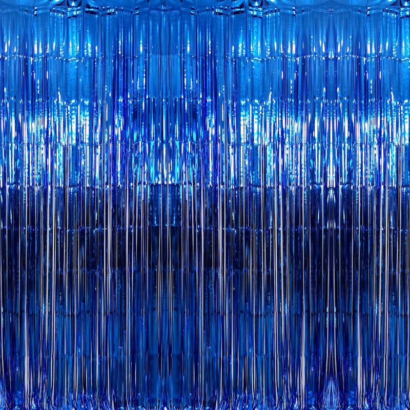 GOER 3.2 ft x 9.8 ft Metallic Tinsel Foil Fringe Curtains Party Photo Backdrop Party Streamers for Birthday,Graduation,New Year Eve Decorations Wedding Decor (Navy Blue,1 Pack) - Image 1